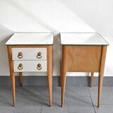 Pair of vintage 1950s mirrored bedside tables