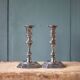 Pair of silver metal empire style candlesticks, candle holder, torch, interior decoration