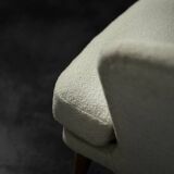 Low Mid-Century Scandinavian Modern Oak & Fabric Armchair with Rounded Backrest, 1960s