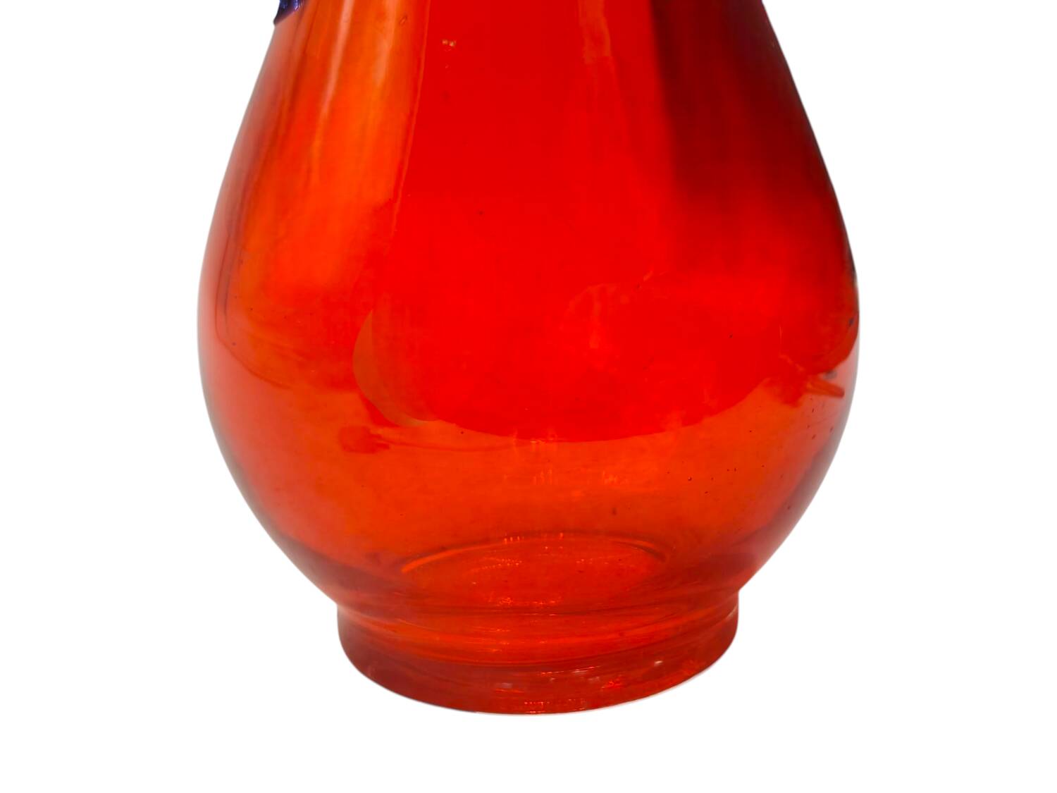 Vintage Murano Hand-Blown Glass Vase – Red with Blue Handles