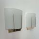 Pair of vintage wall lights, gilded brass and sandblasted glass, Italy 1970