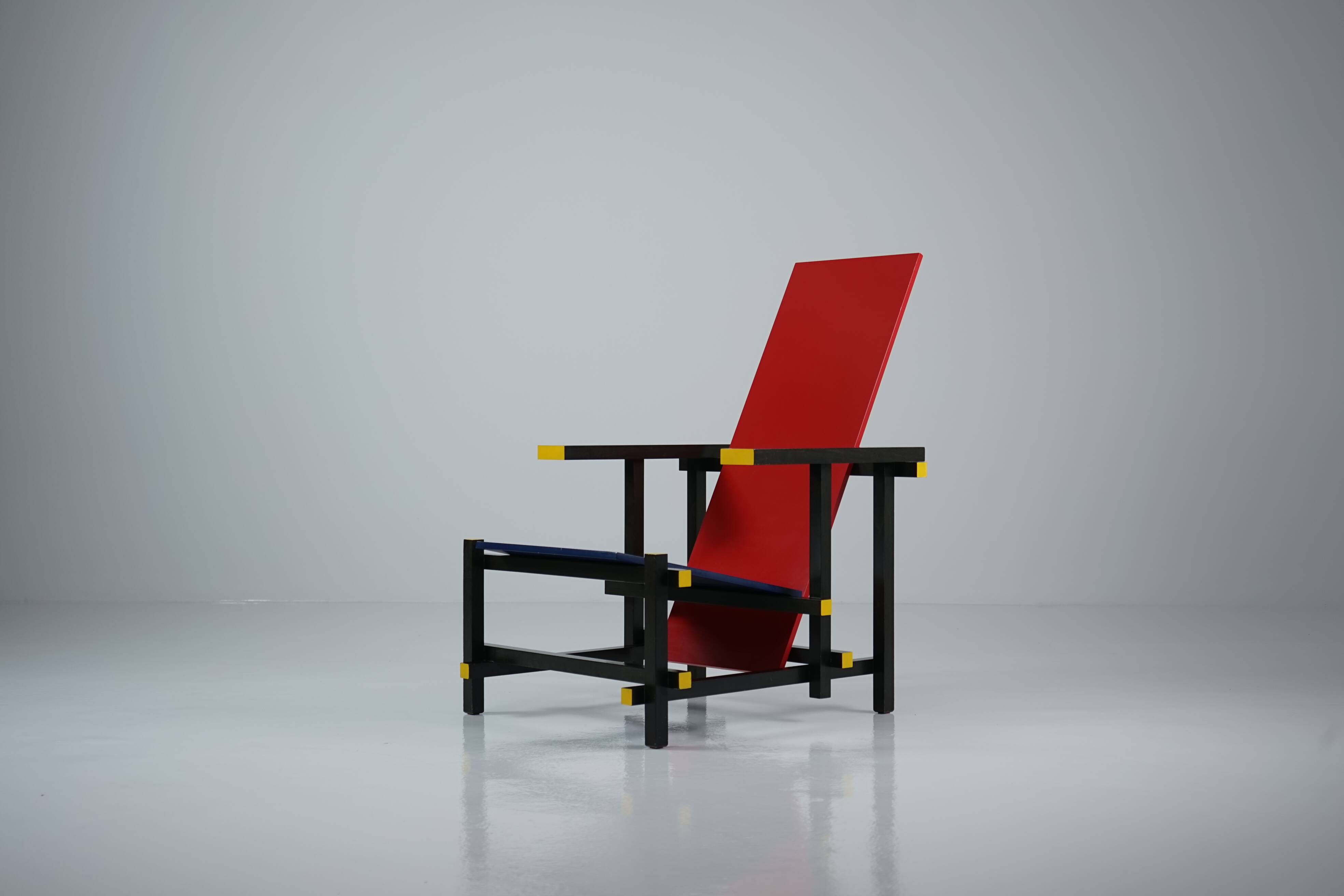 Red And Blue Arm Chair by Gerrit Rietveld for Cassina