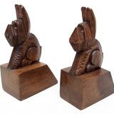 Pair of bookends 1930, wooden dogs