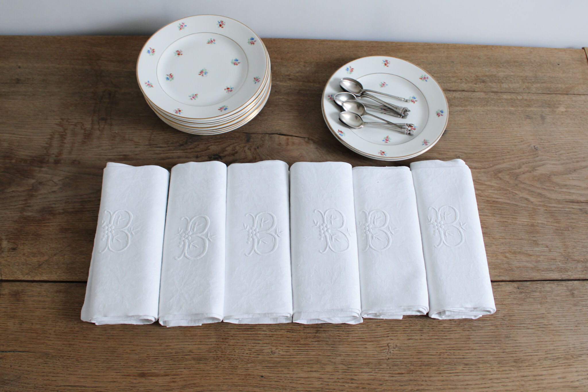 Lot de 6 serviettes de table monogrammées