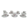 Set of 7 espresso coffee cups in Limoges Haviland porcelain décor old pinks