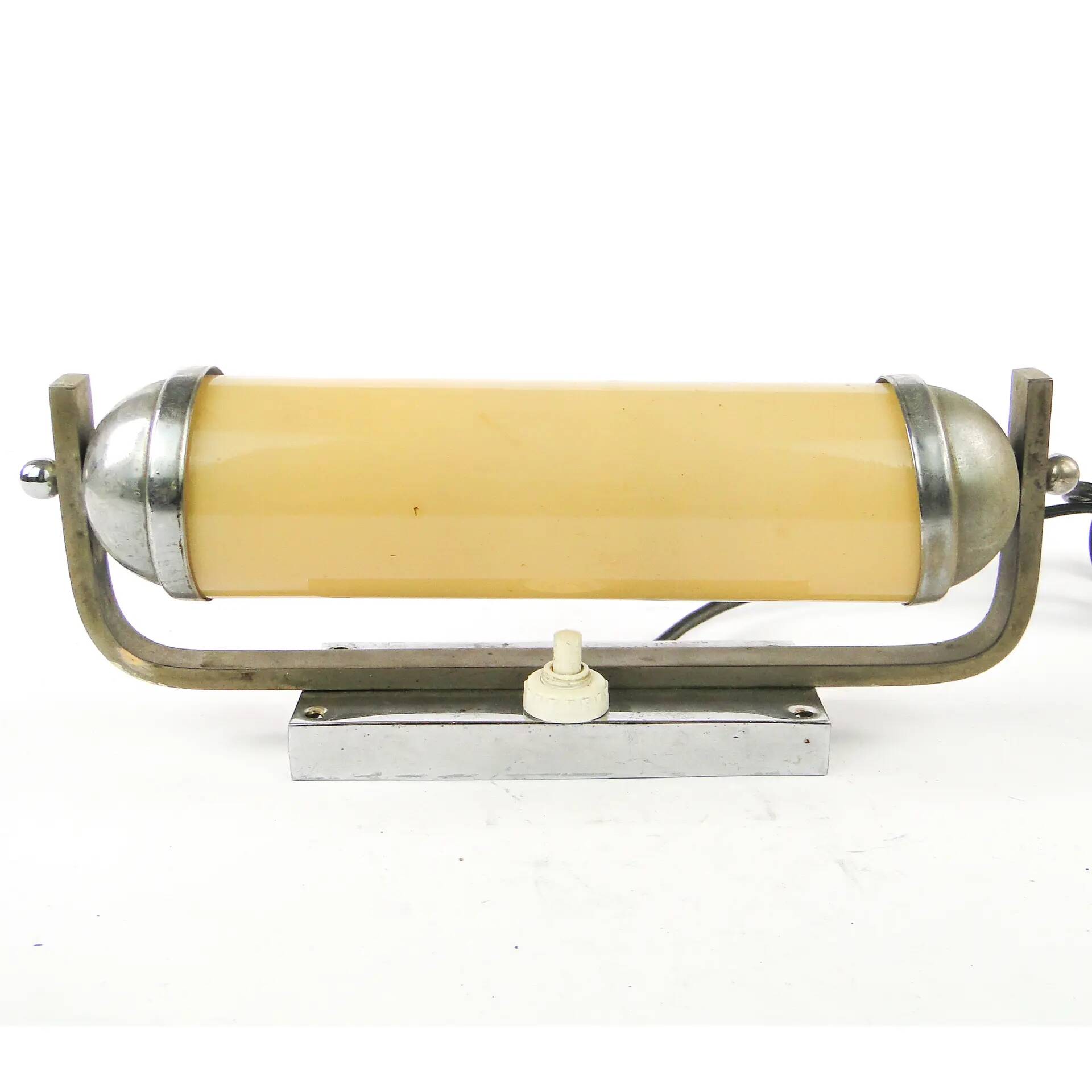 Art Deco wall lamp, functionalism, chrome-plated brass, Czechoslovakia, 1950s