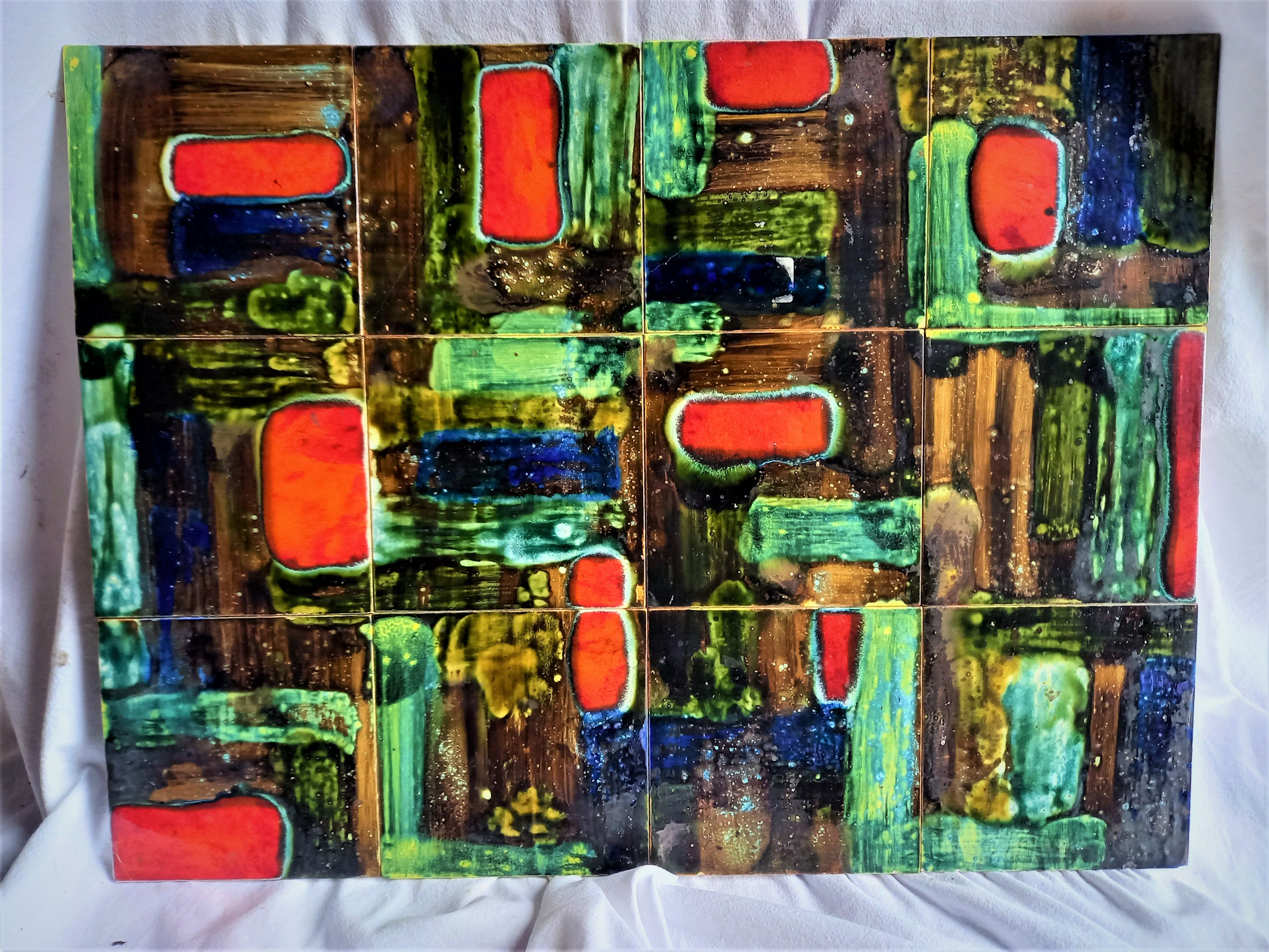 Original painting from the 1950s, ceramic squares.