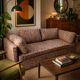Vintage upholstered 2-seater sofa – embroidered cashmere fabric