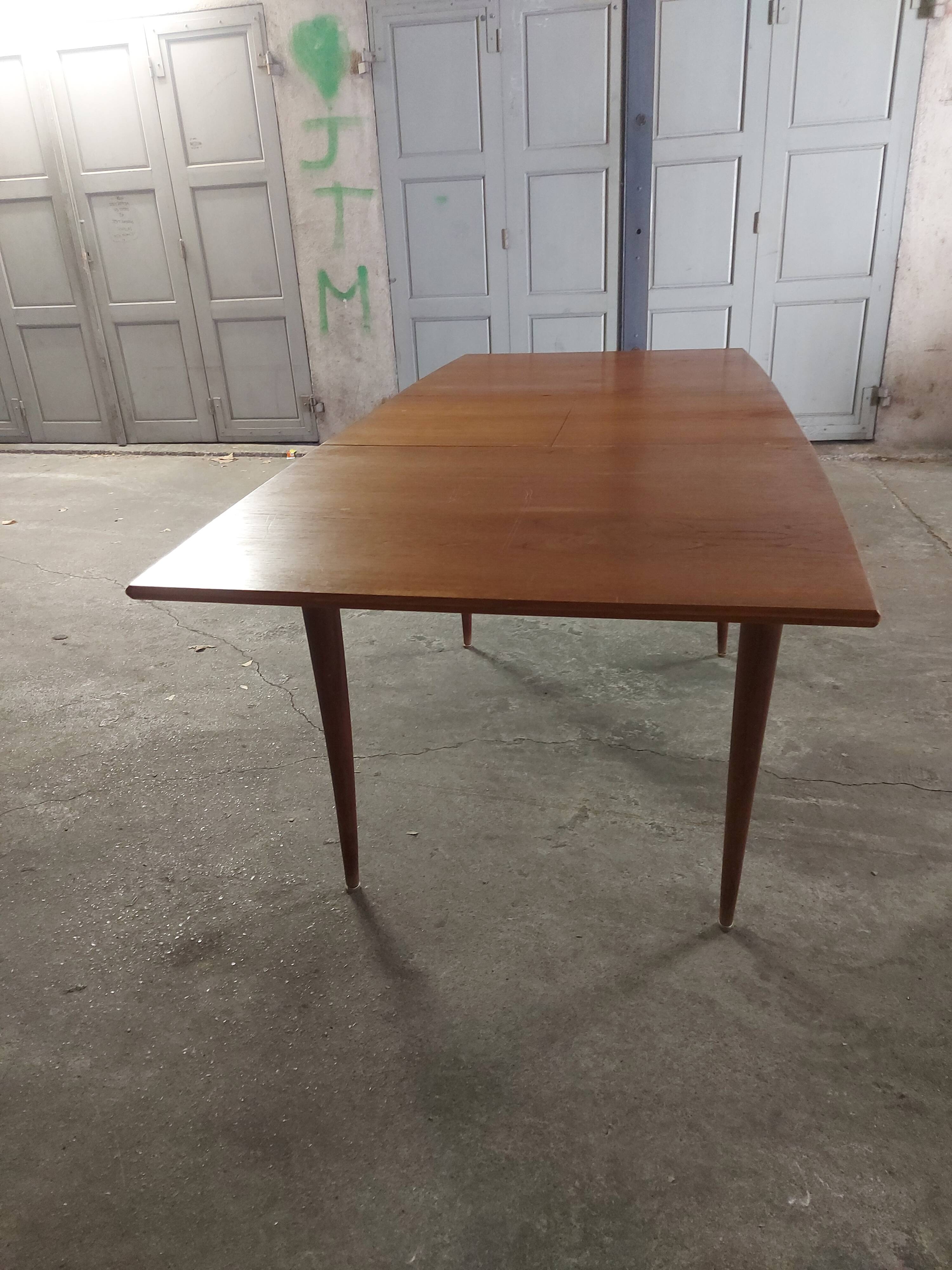 Scandinavian teak table with built-in extension
