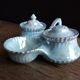 Mustard pepper shaker Victoria China iridescent porcelain