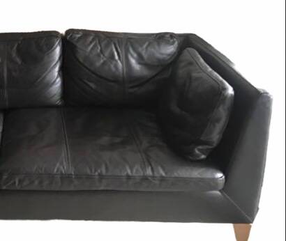 Black leather sofa