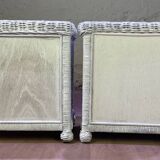 Pair of white lacquered rattan bedside tables