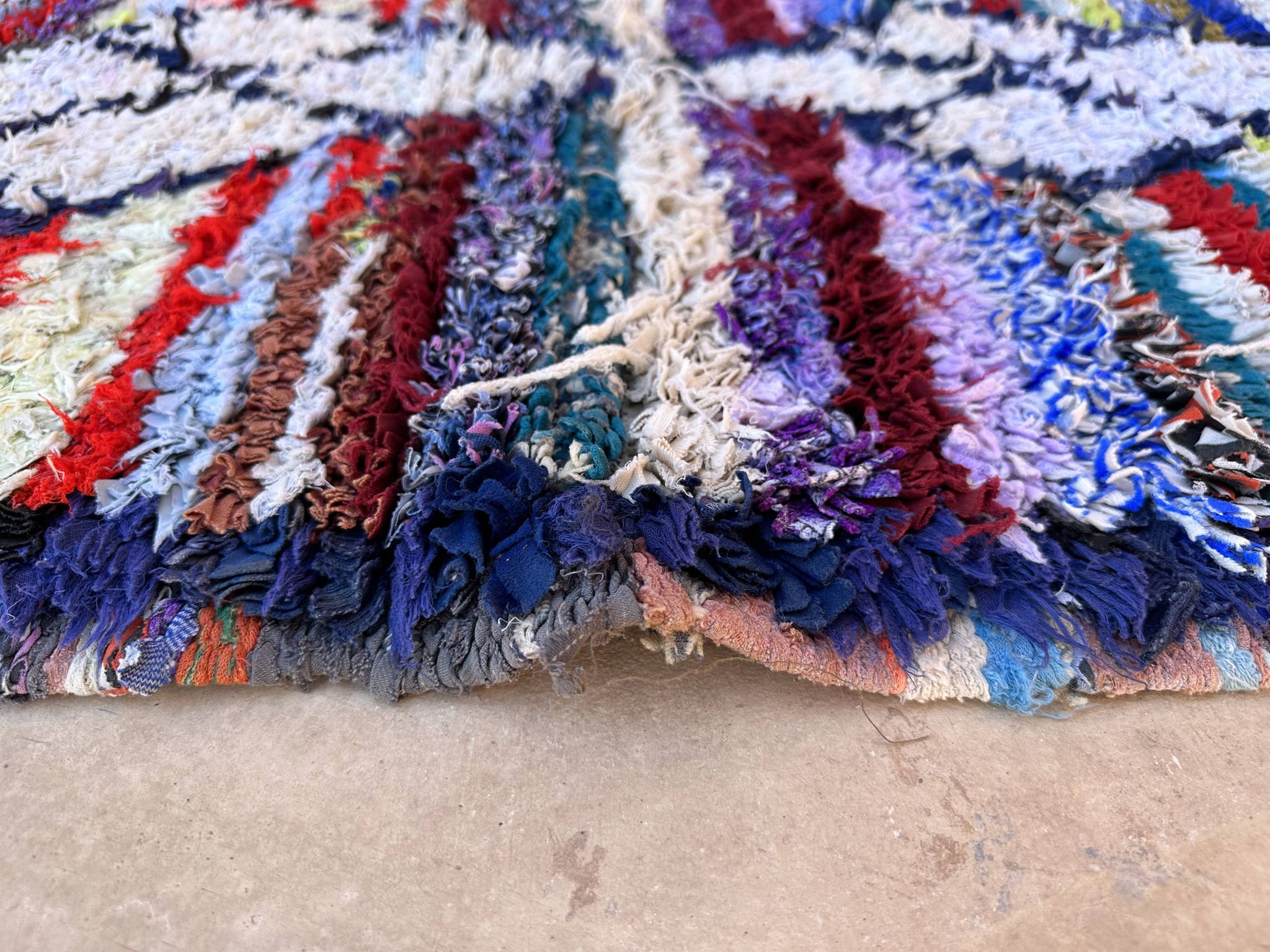 Tapis Berbère Boucherouite coloré - 80 x 189 cm