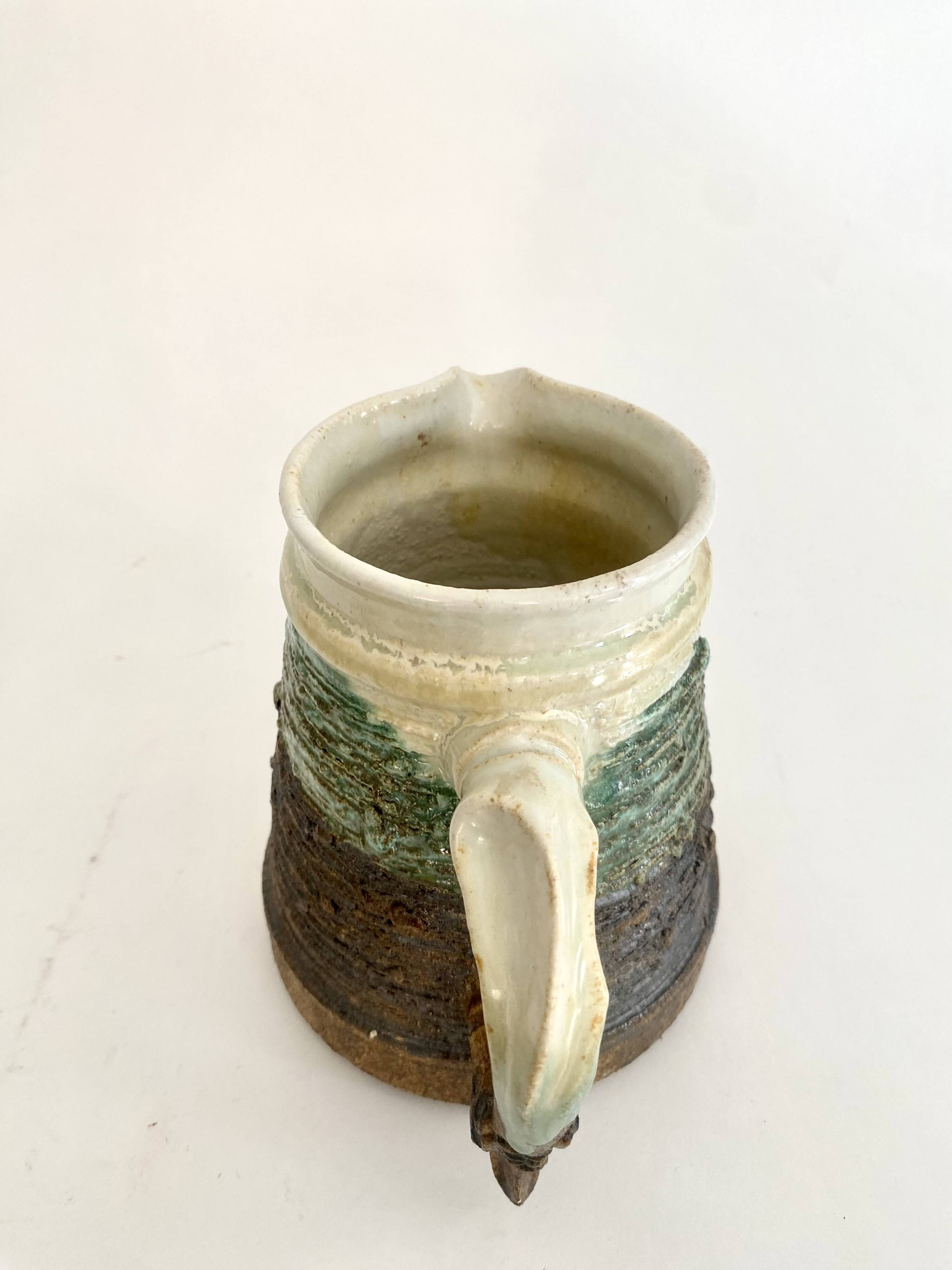 Glazed and scarified ceramic coffee pot, 1980s.