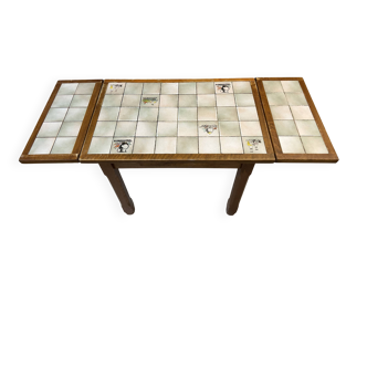 Extendable table in wood and mosaic