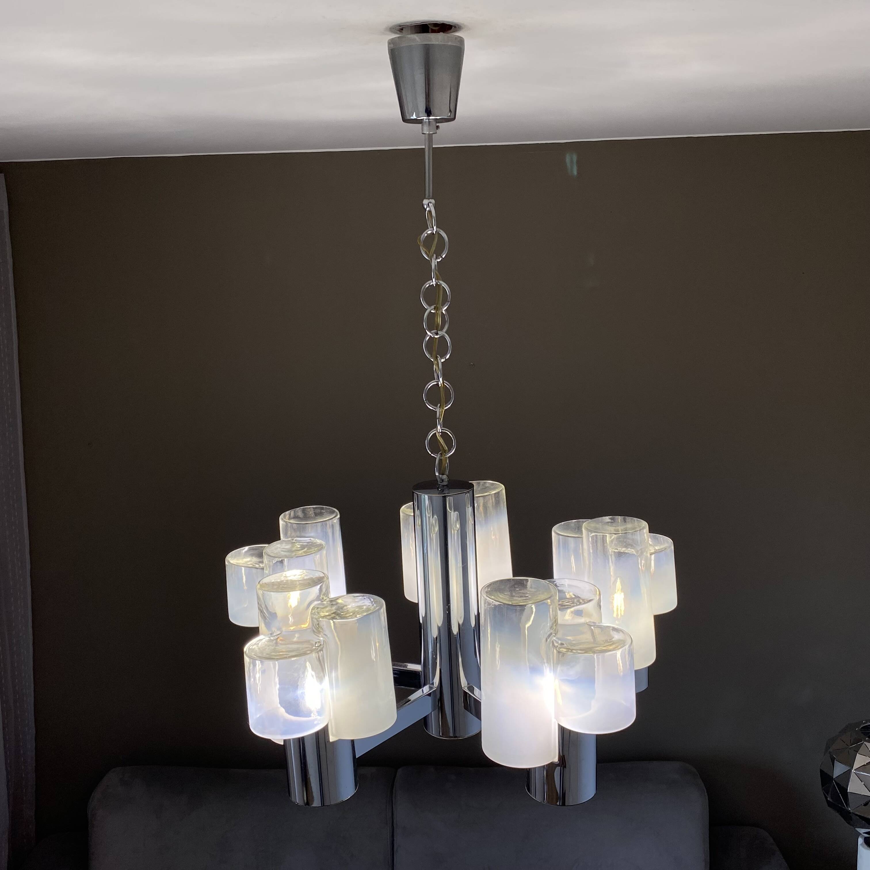 MAZZEGA Sputnik chandelier. 1970. Murano glass.