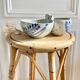 Appetizer server with two stoneware bowls or cups