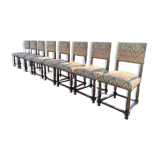 8 dining chairs in solid wood and tapestry