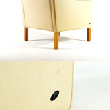 Danish oak & leather lounge wingback chair 70s