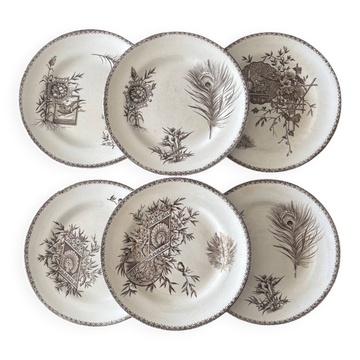 6 ironstone sepia plates | Grand Depot of Porcelains & Earthenware