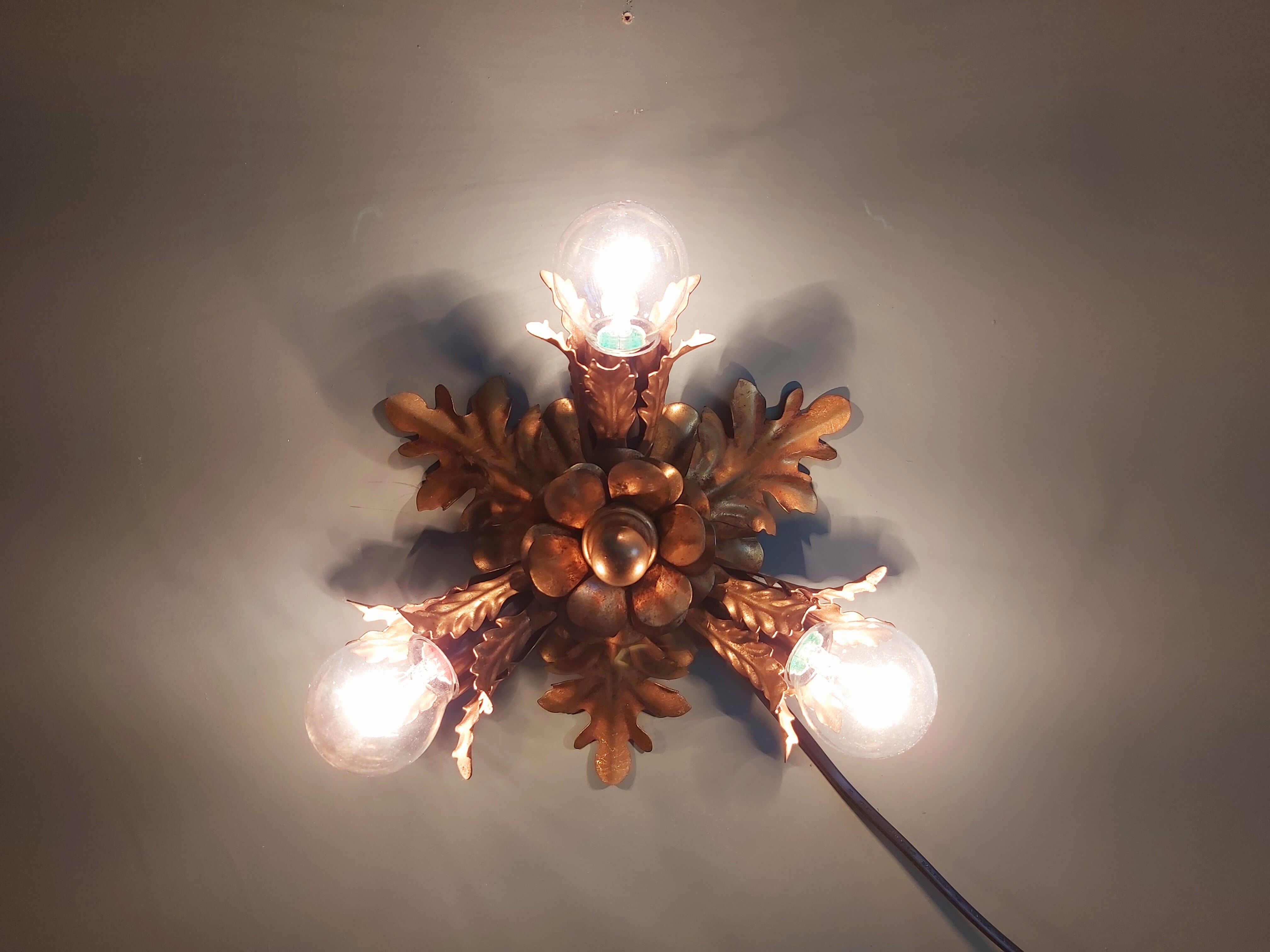 Wall lamp/ceiling lamp in gilded metal, Banci Firenze, 70s