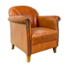 Vintage sheep leather art deco armchair