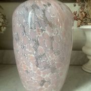 Marbled pink blown glass art vase, La Rochère
