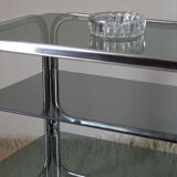 Side table serving chrome and vintage glass 70