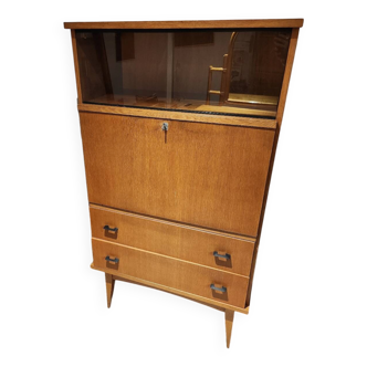 Vintage Scandinavian beech wood secretary