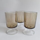 Set of 4 vintage gray foot glasses