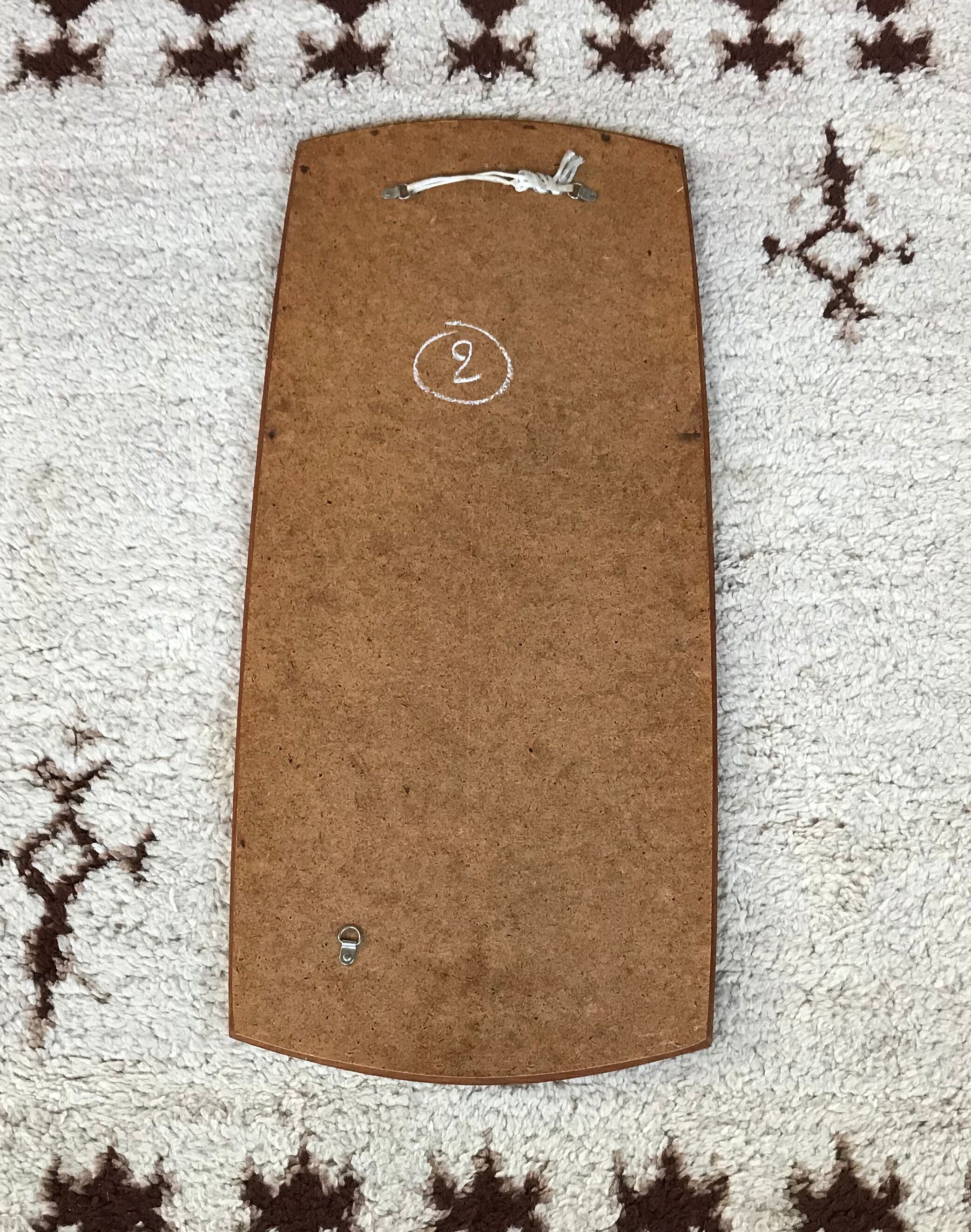 Rounded mirror teak 1950 - 79x35cm