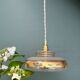 Vintage frosted glass pendant lampshade with gold frieze