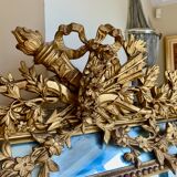 Large mirror style Louis XVI in gilded wood with parecloses xixth h: 165 cm