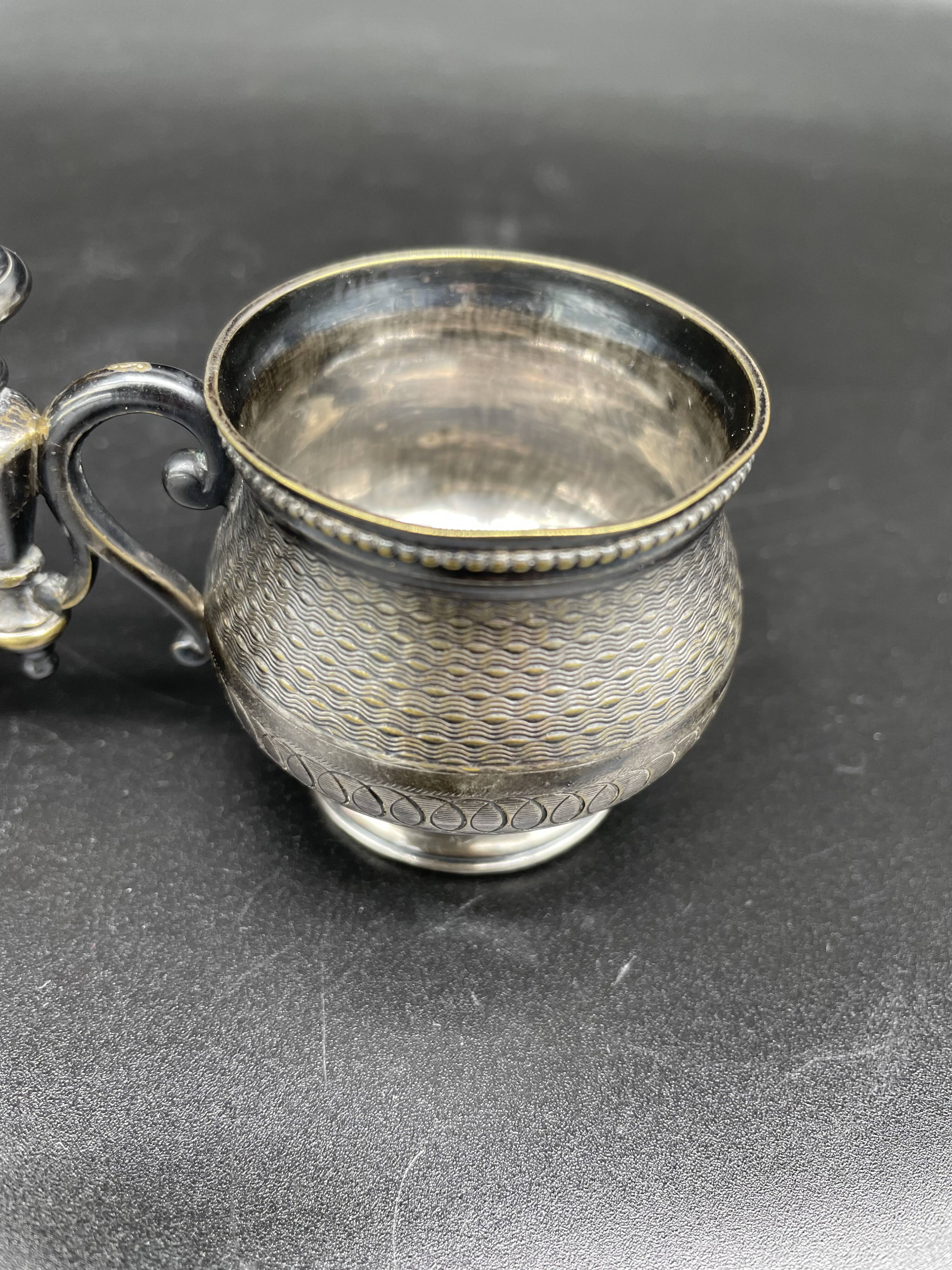 Double salt dish, silver metal, round base, socket, engraved decor, table decoration, chic, hallmark