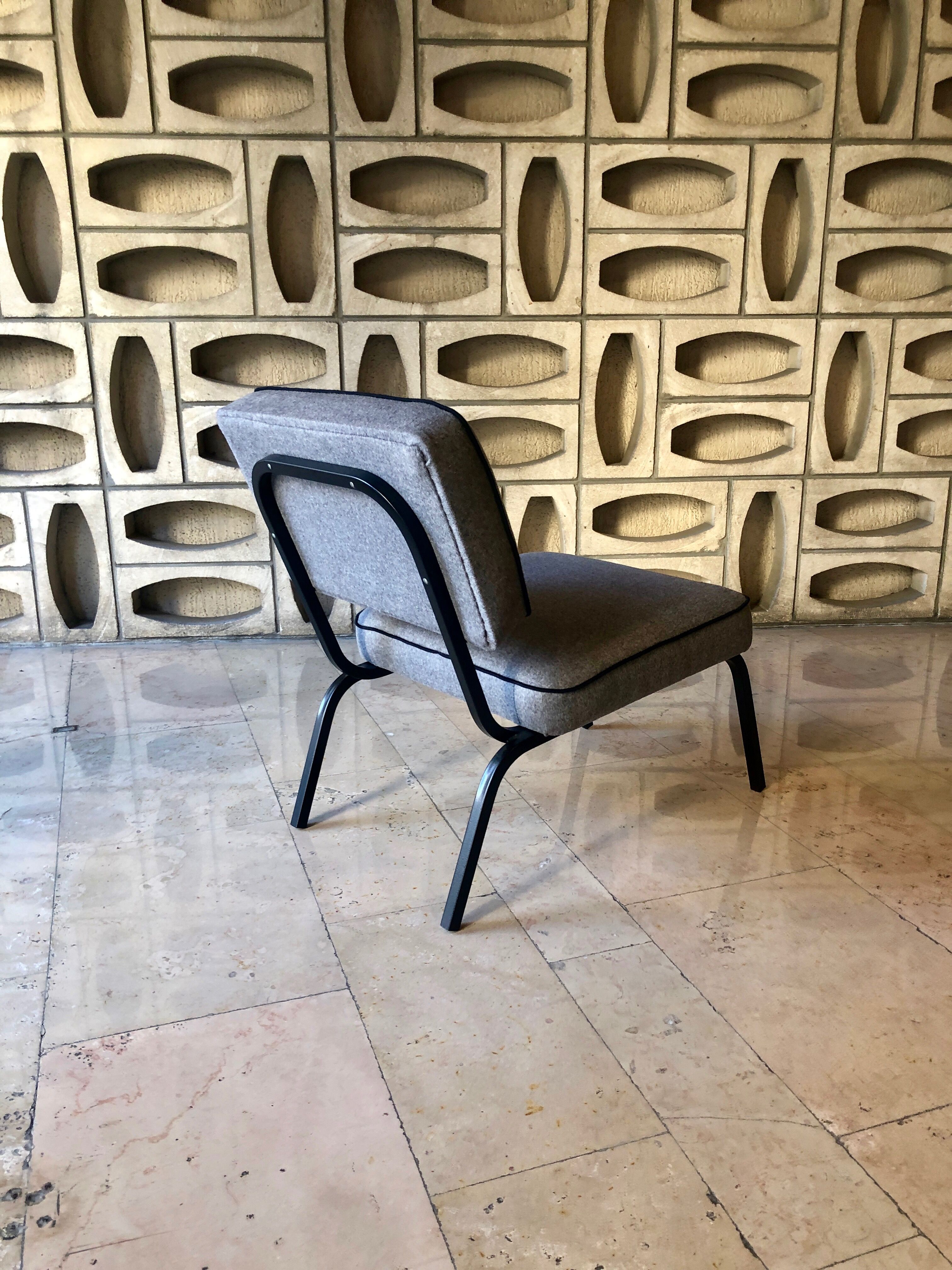 Vintage armchair from the 70s with angora fabric