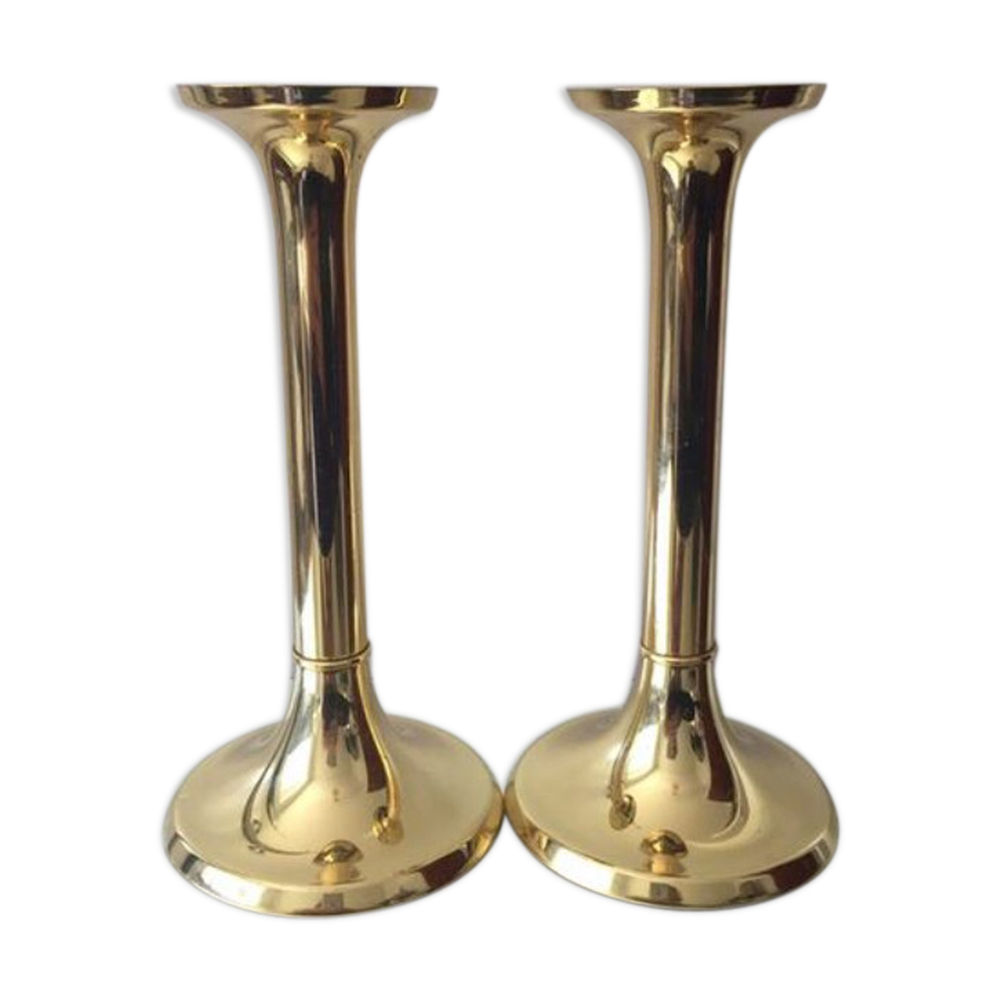 Danish mid century brass candleholders set of 2
