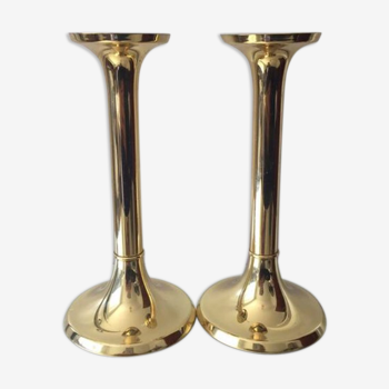 Danish mid century brass candleholders set of 2