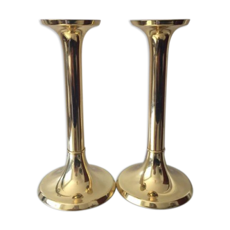 Danish mid century brass candleholders set of 2