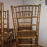 4 chaises bambou bois doré napoleon 3
