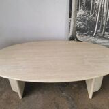 Oval coffee table in travertine, marble from the 70s/80s
