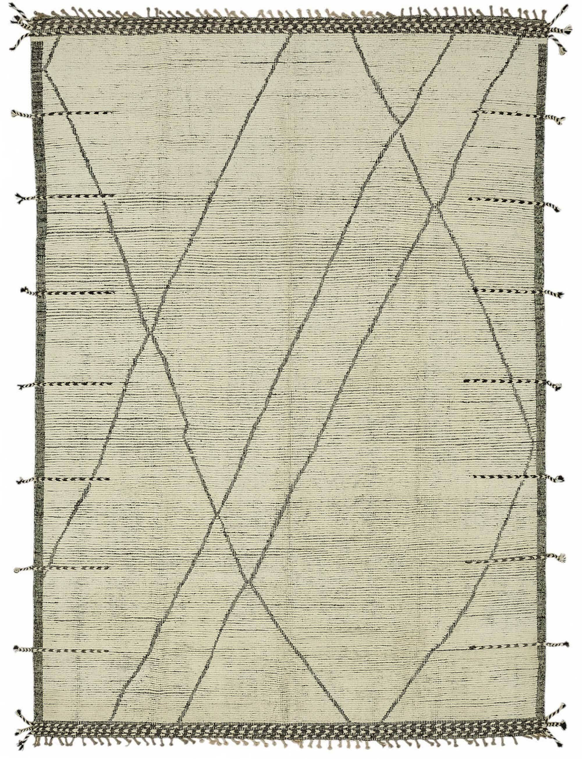 Hand-Knotted Tribal Unique 263 cm x 381 cm Beige Wool Carpet