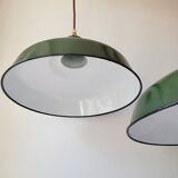 Duo of suspensions in green enamelled sheet metal
