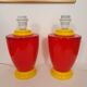Paire de pieds de lampe rouge et jaune 80s