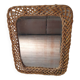 large vintage mirror in woven rattan 66 86 cm with some defects