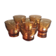 Lot 6 cups of amber smoked glass coffee - vintage