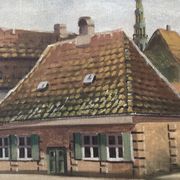 Large Original Vintage Countryside Cottage Oil Painting, circa 1923