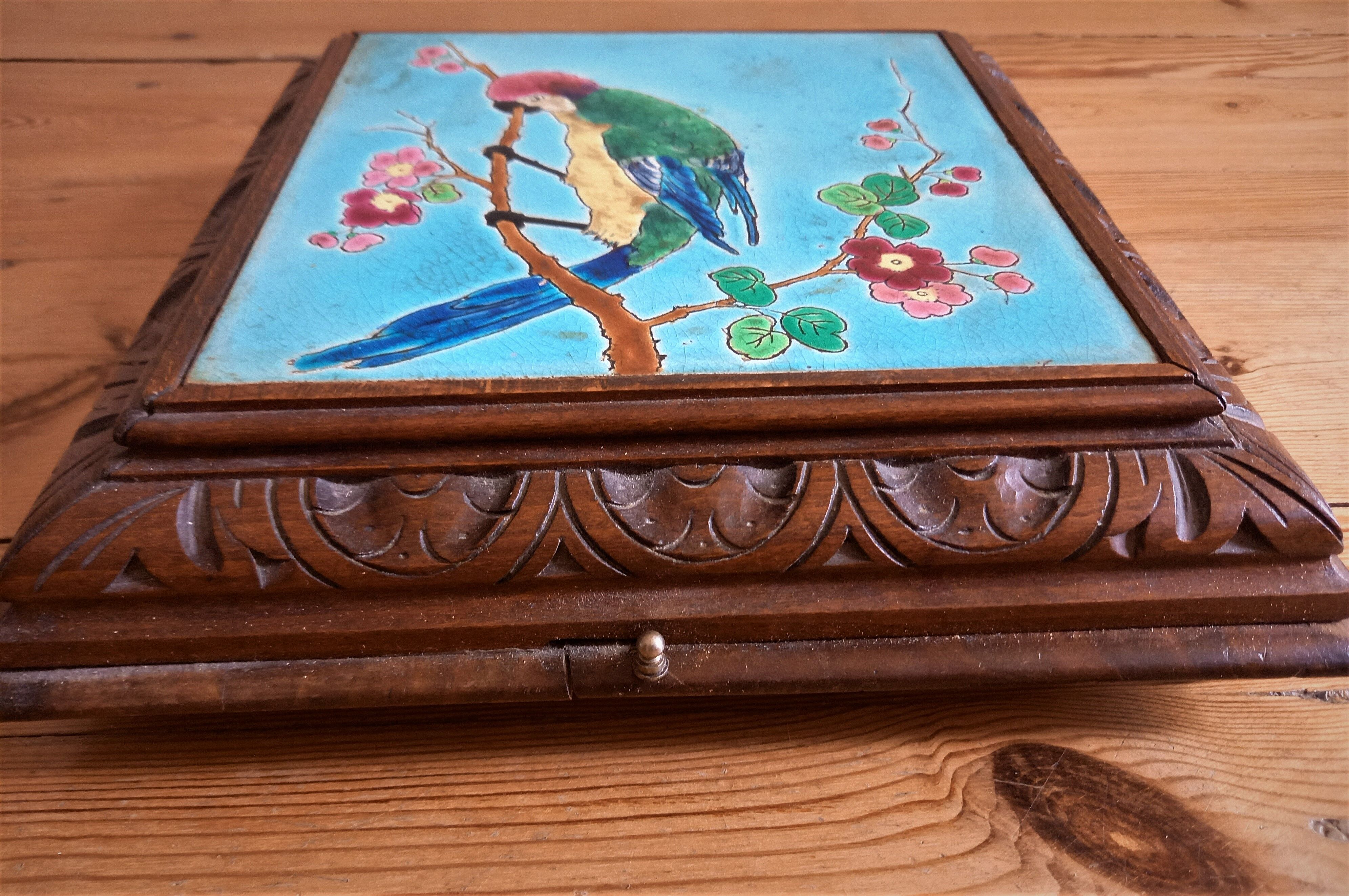 1920s musical underpants with Longwy enamels, parrot decoration