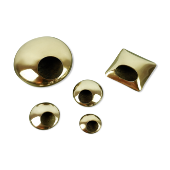 Set of pebble ashtrays in gilded bronze