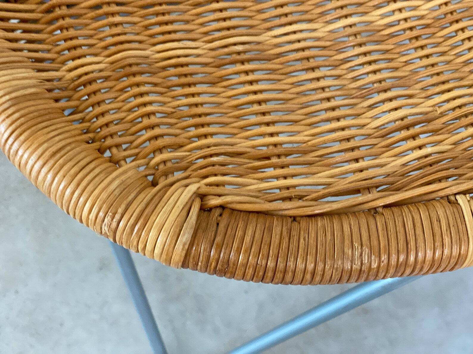 Large vintage rattan / wicker James Irvine ottoman / foot stool / foot rest / bench