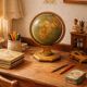 Vintage 1920 terrestrial globe world map metal USA - 25 cm